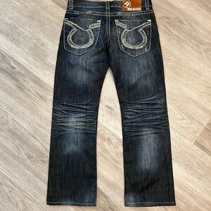 Big Star Dark Blue Men’s Jeans With Embroidered Pockets. 100% Cotton. 32Wx29L.